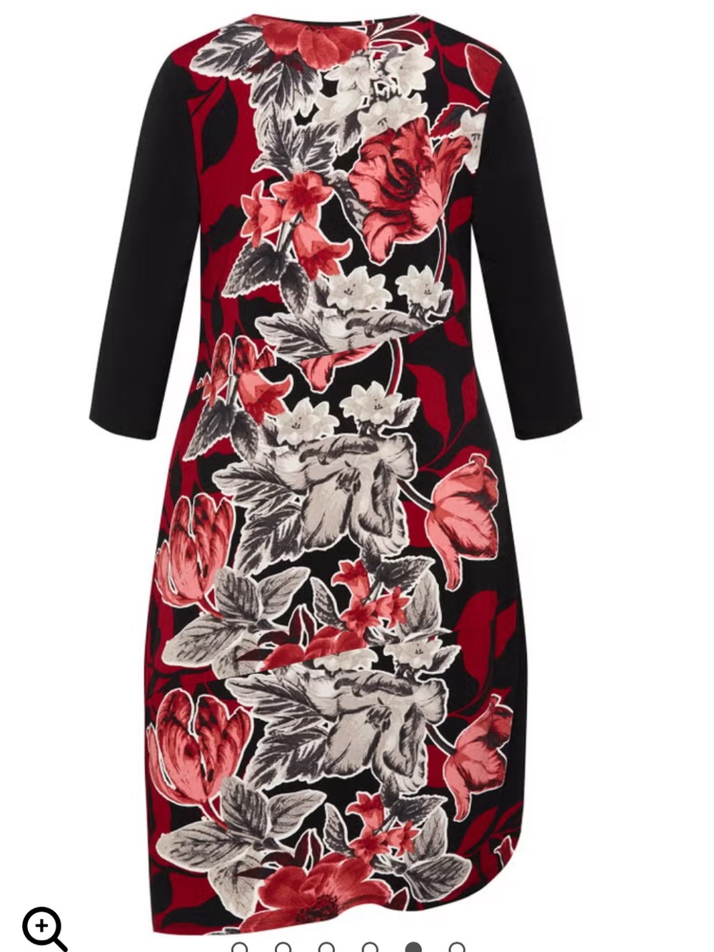 Red & Black Floral 3/4-Sleeve Shift Dress - Picture 2 of 3
